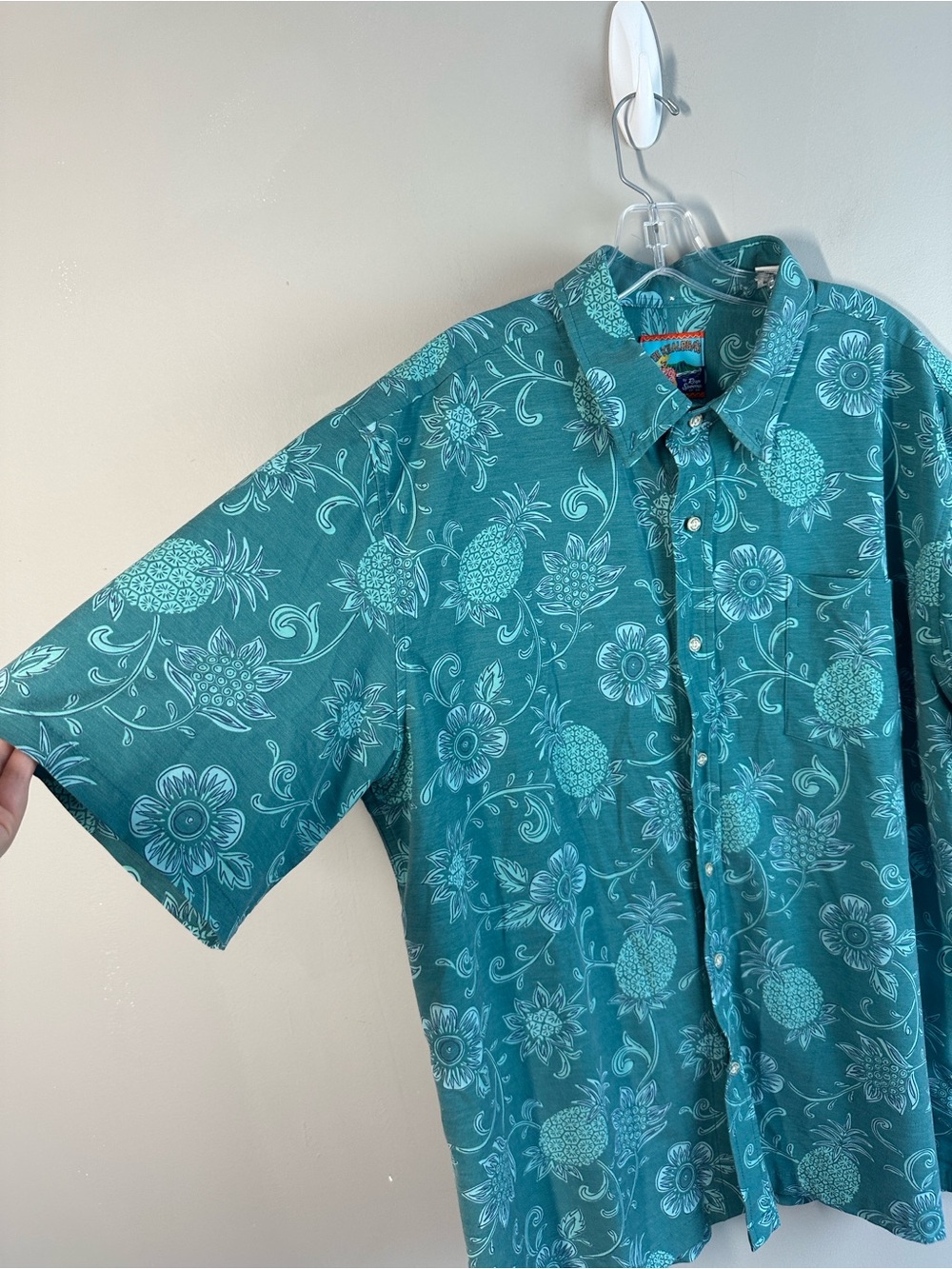Reyn Spooner Joe Kealoha Pineapple Floral Aloha Shirt Teal Size XL - Picture 11 of 14